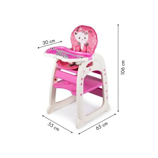SMONTOVÁNO Ecotoys jídelní židlička 2v1 Kočička růžová