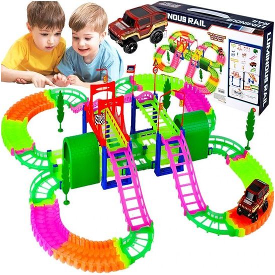 Svítící autodráha s autíčkem na baterie 135 dílků Luminous Rail