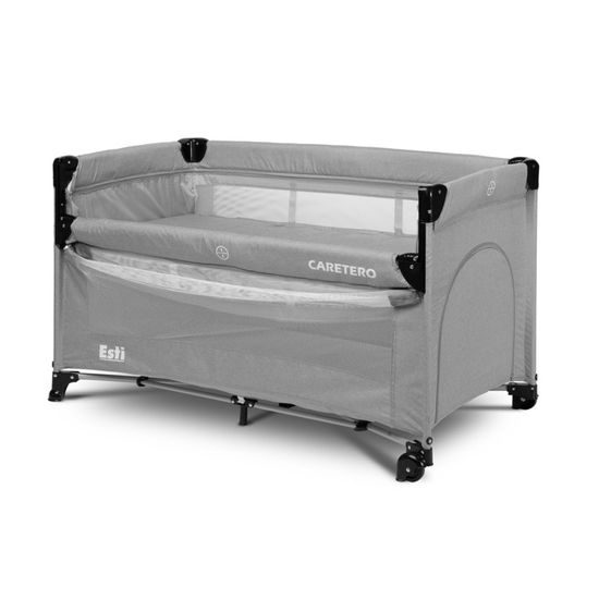 Dětská cestovní postýlka CARETERO ESTI se stahovací bočnicí grey