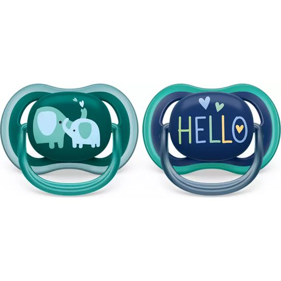 Silikonový dudlík Air 18+m Modro/zelený 2ks