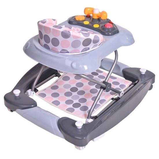 Ecotoys dětské chodítko s houpačkou 2v1 šedé