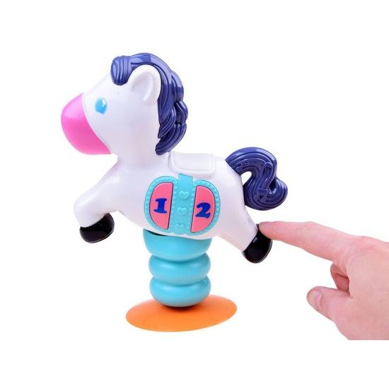 Interaktivní přísavka se světlem a zvuky Koník