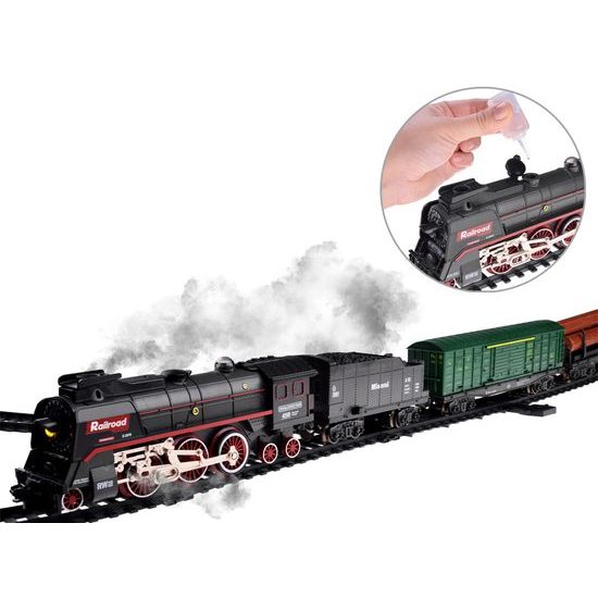 XXL vláčkodráha na baterie s kouřovými a světelnými efekty Steam Train