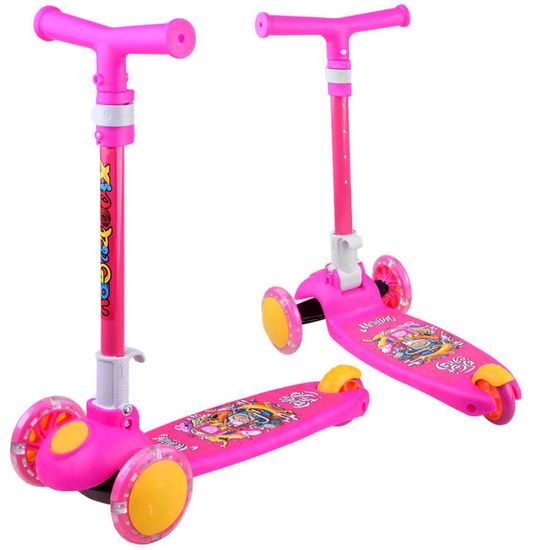 Dětská koloběžka Crazy Scooter se svítícími koly - růžová