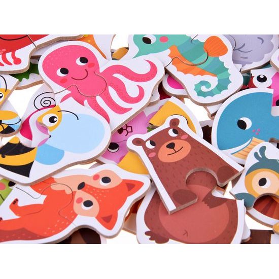 Barevné dvoudílné puzzle 24 zvířat