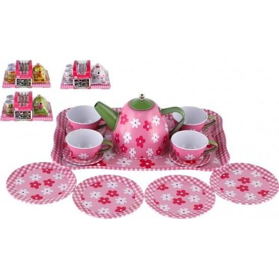 Čajová sada nádobí 14ks - mix 4 barvy