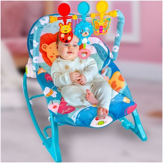 Kojenecké lehátko 3v1 s vibracemi Lvíček - modré