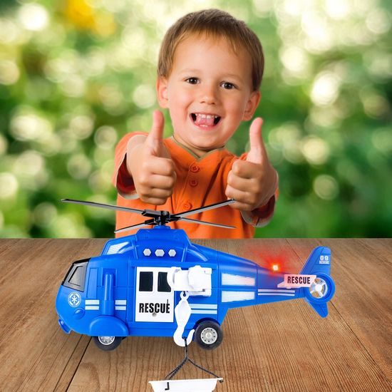 Interaktivní helikoptéra se světly a zvuky City Rescue 1:16 modrá