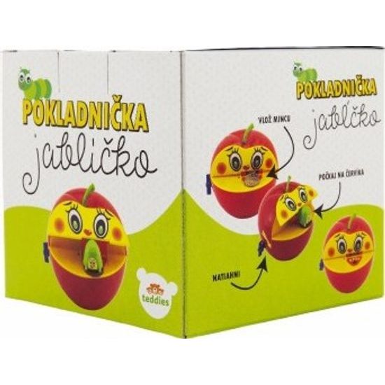 Pokladnička - červené jablko s červíkem na klíček