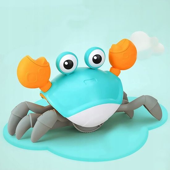 Natahovací pohyblivý krab hračka pro nejmenší Cute Crab - modrý