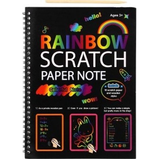 Škrabací/Vyškrabovací notes duhový 10 listů