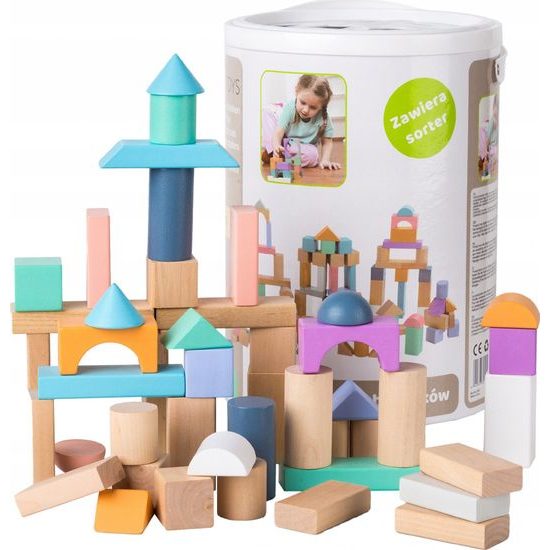 Ecotoys sada dřevěných kostek 100 ks v boxu