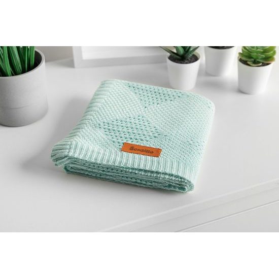 Sensillo Dětská pletená bambusová deka do kočárku 100x80 cm máta