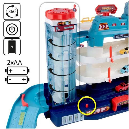 Parkovací dráha se 4 autíčky, podložkou a výtahem na baterie City Parking Lot