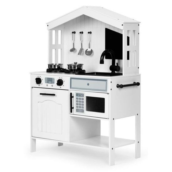 Ecotoys dětská dřevěná kuchyňka s příslušenstvím Domeček - bílá