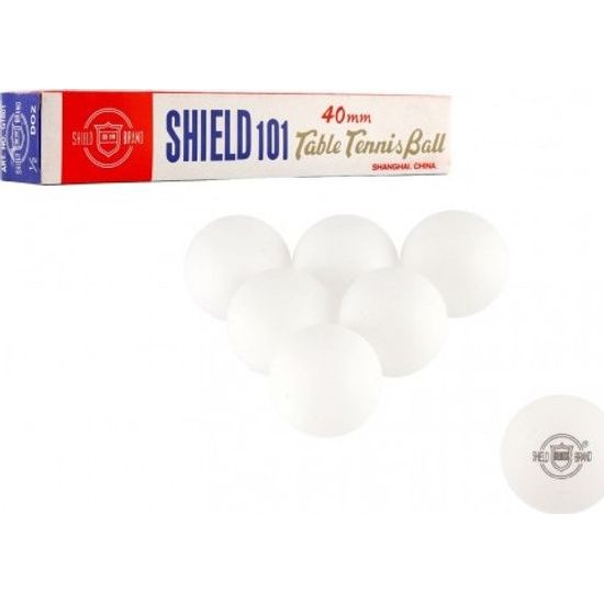 Míčky na stolní tenis SHIELD -bezešvé bílé 6ks