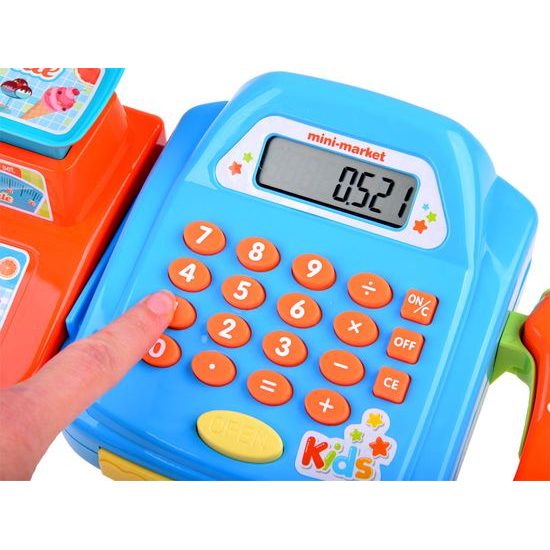 Dětská elektronická pokladna s kalkulačkou Deluxe Shopping modrá