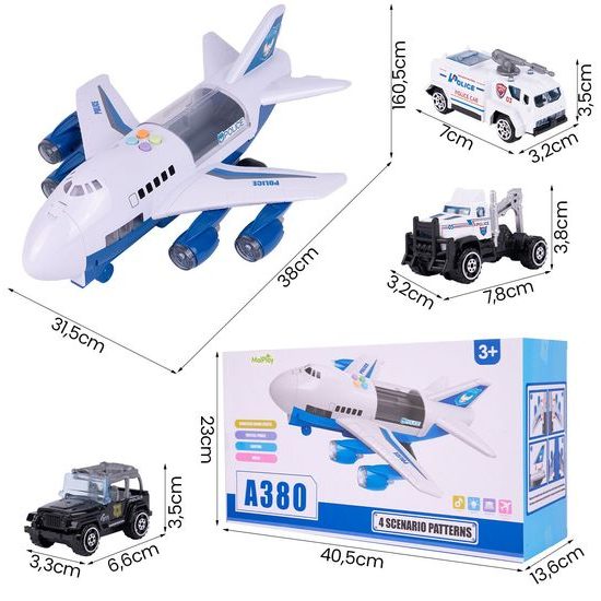 Interaktivní letadlo s autíčky, světly a zvuky A380