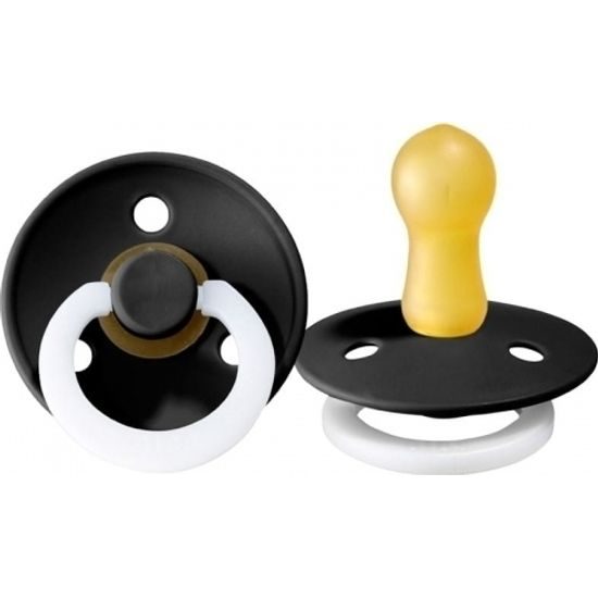 BIBS Dudlík z přírodního kaučuku 0m+ 1ks, černý, zářící ve tmě