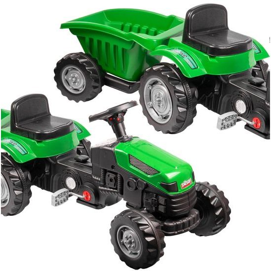 Dětský šlapací traktor s vlečkou Active Pedal zelený