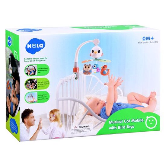 Huile Toys cestovný kolotoč nad postieľku s melódiami Bird Toys