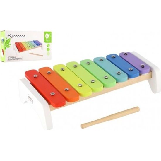 Dřevěný Xylofon duhový s paličkou