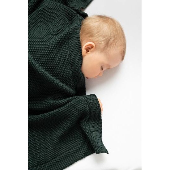 Dětská deka do kočárku pletená 100% bavlna hořčice