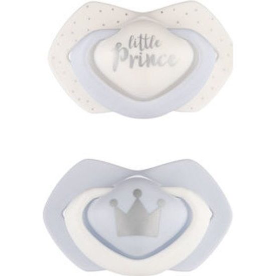 Canpol Babies Canpol Babies 2 ks symetrických silikonových dudlíků, 0-6m, Little prince, modré