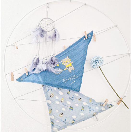 CANPOL babies Mušelínový slintáček BONJOUR PARIS 2 ks modrý