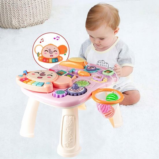Interaktivní chodítko s hracím stolečkem Music Stroller 2v1 růžové