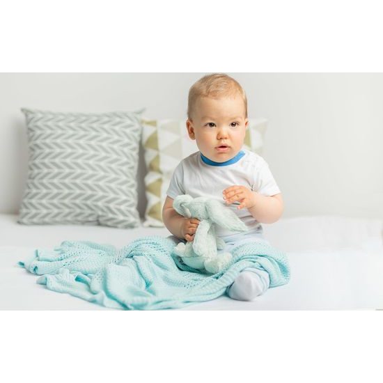 Sensillo Dětská pletená bambusová deka do kočárku 100x80 cm máta
