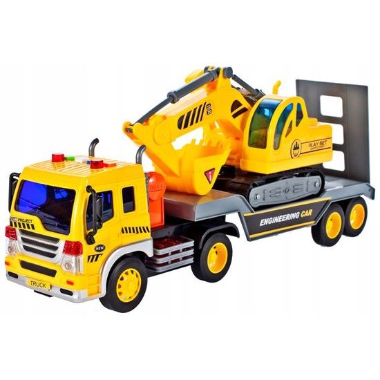 Nákladní auto s bagrem, světly a zvukem pro děti City Builder 1:16