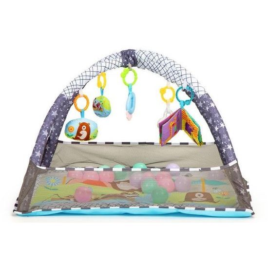 Ecotoys hrací deka 2v1 s 18 míčky Play Ball šedá