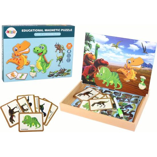 Vzdělávací magnetické puzzle s dinosaury