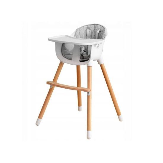 Ecotoys dřevěná jídelní židlička 2v1 šedá