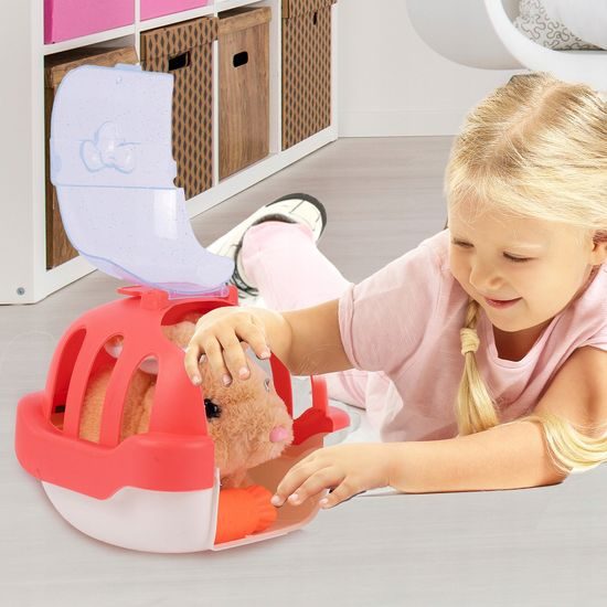 Interaktivní plyšový králíček v přepravce Plush Pet - hnědý