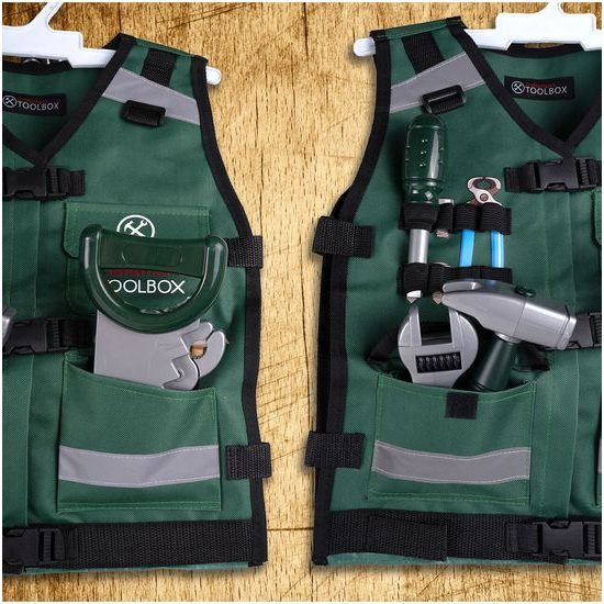 Sada dětského nářadí s vestou a helmou Craftmans Toolbox