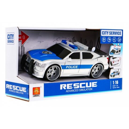 Policejní auto na setrvačník se světly a zvuky City Service 1:16