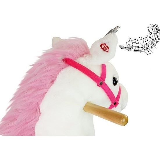 Houpací kůň bílo růžový se zvuky - Unicorn