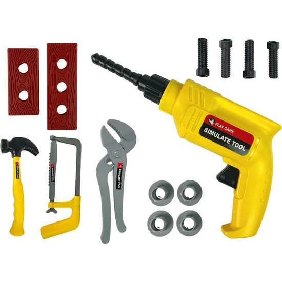 Dětská sada nářadí s vrtačkou žlutá