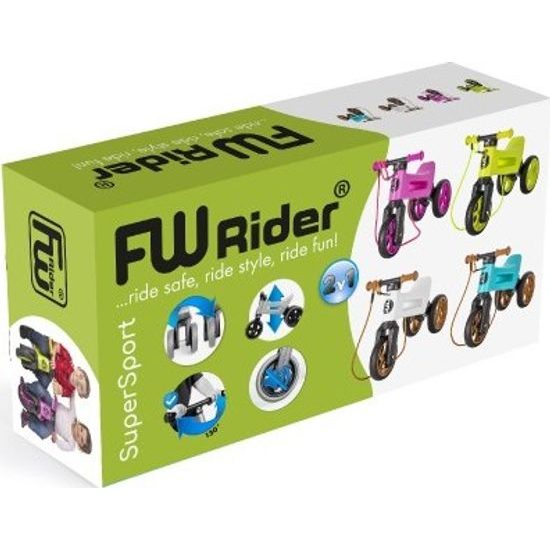 Odrážedlo FUNNY WHEELS Rider SuperSport bílé/tyrkys 2v1+popruh