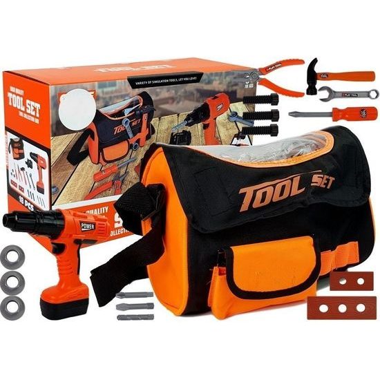 Sada dětského nářadí s vrtačkou na baterie v tašce Tool Set