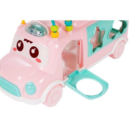 Interaktivní hrající autíčko s cimbálkami Happy Bus růžové