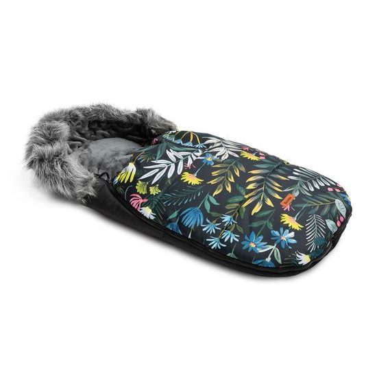 Sensillo Zimní fusak do kočárku Olaf černý květy