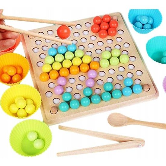 Doris dřevěná vkládačka 3v1 Veselé kuličky