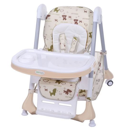Ecotoys jídelní židlička 2v1 béžová