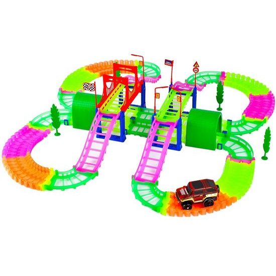 Svítící autodráha s autíčkem na baterie 135 dílků Luminous Rail