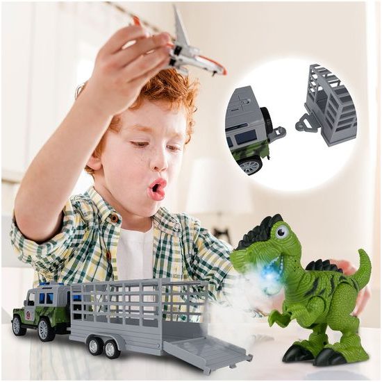 Terénní auto s dinosaurem, světly a zvuky Dino Car 1:20