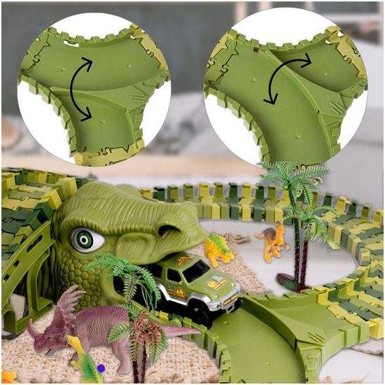 Autodráha s autíčkem na baterie a dinosaury 200 dílků Dino Track