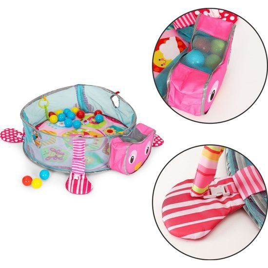 Ecotoys hrací deka s 30 míčky Želva - růžová